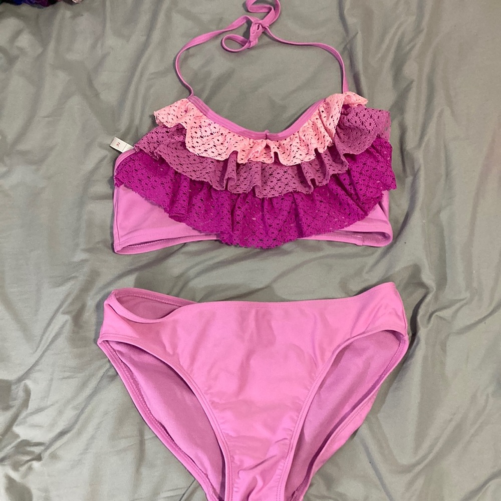 purple bikini backless with lace